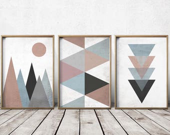 Wall Art Prints - Abstract Art Prints - Geometric Decor- Abstract Wall Art - Abstract Art Print - Nordic Art - Triangle Art
