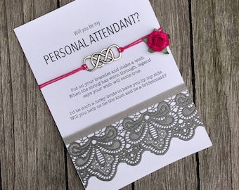 Will you be my personal attendant, Personal attendant, Personal attendant gift, Asking bridesmaids, Wish bracelet, Wishing bracelet, B3