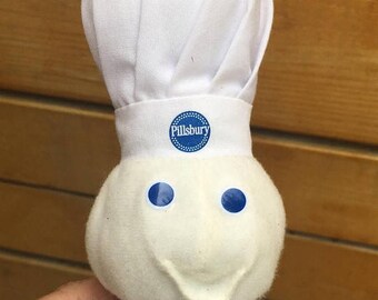 On Sale Vintage small plush Pillsbury Dough Boy. Pillsbury advertising plush. A gift from Pillsbury.