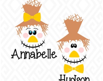 Halloween/Fall Boy and Girl Scarecrow; SVG, DXF, EPS, Ai, Jpeg, Png and Pdf Digital Files for Electronic Cutting Machines