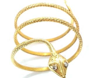 18k Yellow Gold Coiled Snake Bracelet Over 3 OUNCES IN GOLD!