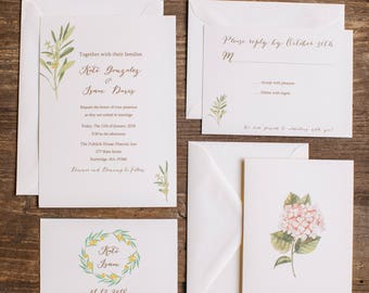 Printable or ship - Olive Wedding Invitation - Botanical Wedding Invitation - Watercolor wedding Invitation - Olive Branches Invitation