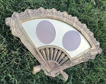 Fan Shape Brass Picture Frame, Two Picture Frame, Victorian style, Vintage, Décor