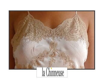 French VINTAGE LINGERIE Nightgown /Chemise or combination of silk 1930 / french Vintage Nightie.