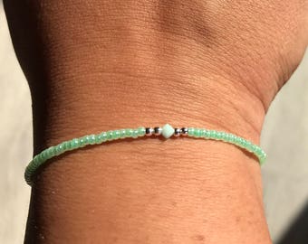 Green Swarovski/miyuki bracelet, green bracelet, Swarovski bracelet, miyuki bracelet, boho bracelet, stack bracelet, Wedding favor, brides