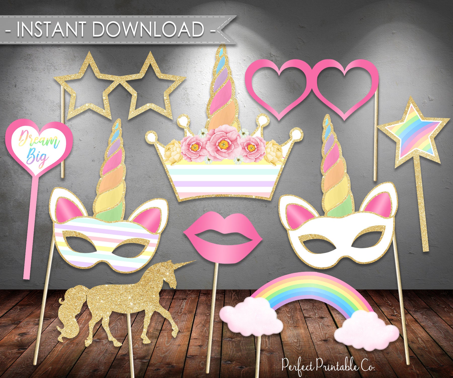 Unicorn Props Unicorn Photo Booth Props Unicorn Party Mask