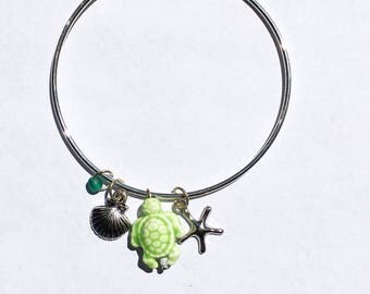 Turtle Charm Bracelet - Charm Bracelet - Turtle Bracelet - Beach Charm Bracelet - Ocean Charm Bracelet