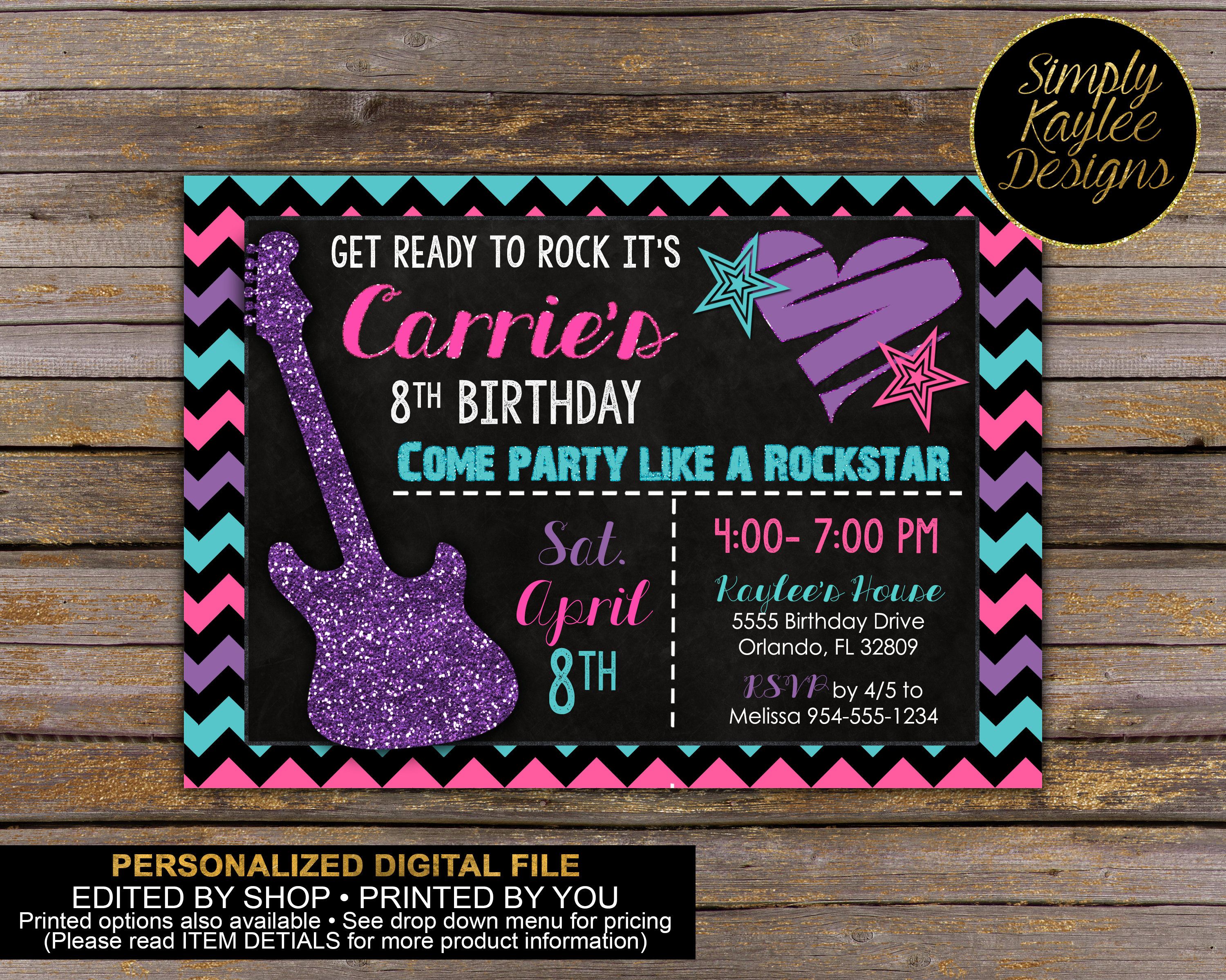 barbie rockstar invitation