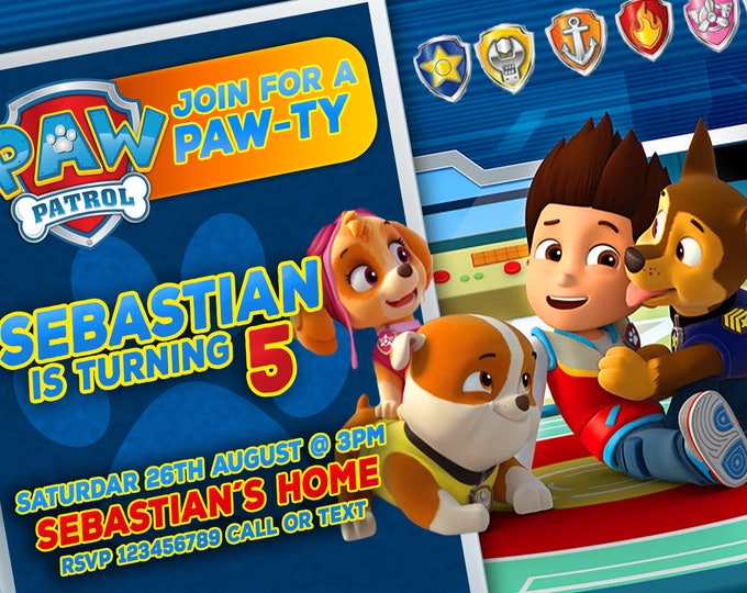 Birthday Invitation Paw Patrol - Nick Junior Party - We deliver your order in record time!, less than 4 hour! Best Value