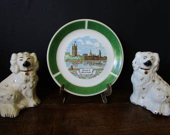 Collectors Plate Houses Of Parliament London England Souvenir Plate Blue White Green wall Plate Gift Idea