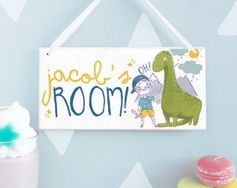 Custom name boys door sign for kids room or nursery