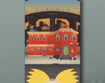 Hey Arnold! Boarding House Print - Sunset Arms, Hey Arnold!: The Jungle Movie, Arnold, Nickelodeon, Splat, 90s, 90s Kid, TV, Cartoon, Poster
