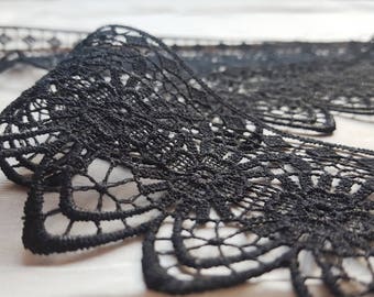 Gothic Venice Lace Trim, Black, 70 mm - UK Seller