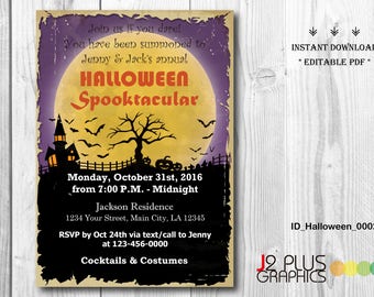 INSTANT DOWNLOAD Halloween Party Invitations, Halloween Invite, Halloween Invitation Instant Download, Invites Printable, DIY Editable pdf