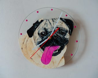 Pug clock | Etsy