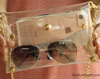 Sporting Event/Concert Clear Cross Body Clutch Purse with Chain