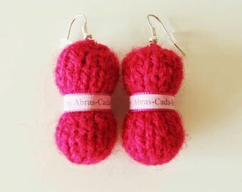 Earrings in the shape of balls of Red yarn (customizable)