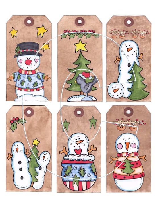 Christmas Hang Tags Instantly Downloadable You print on white