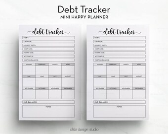 Debt Tracker, Mini Happy Planner, Financial Planner, Debt Planner, Budget Planner, Mini Happy Planner Inserts, MAMBI, Happy Planner Mini