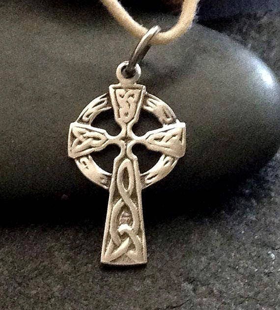 Celtic cross necklace Sterling cross Silver cross Irish