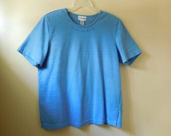 Vintage Alfred Dunner Short Sleeve Blue Top Size Medium