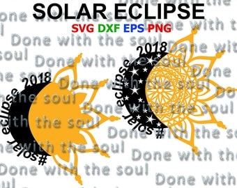 Solar eclipse svg - Solar eclipse vector - Solar eclipse clipart - Solar eclipse cut file - Total eclipse - Eclipse 2018- SvgEpsDxf