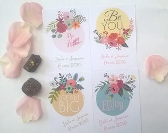 4 cartes de voeux Nouvel An + enveloppes