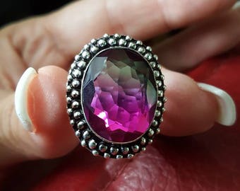 Watermelon Tourmaline Ring - size 9.5!