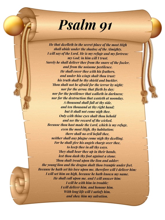 Psalm 91 print God's Protection poster. Christian Bible