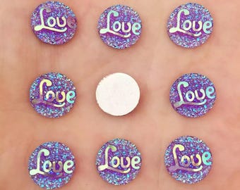 Set of 15 rhinestone cabochon round 12mm purple