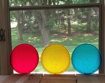 3 Glass Traffic Light Lenses 12"