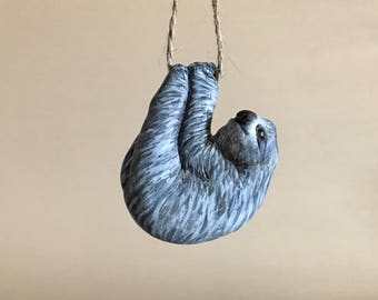 Custom Three-Toed Sloth Pendant Ornament Totem Handmade Wildlife Sculpture