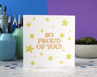 So proud of you, congratulations card, well done card, exams card
