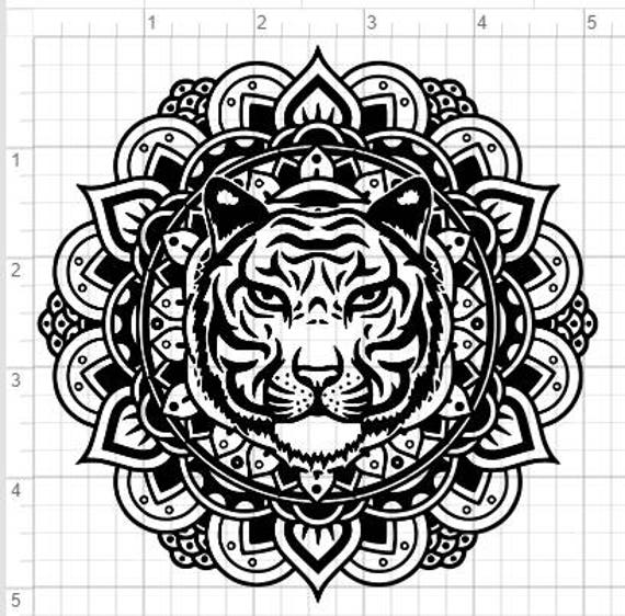 Download Mandala Style Tiger Design SVG PDF EPS Dxf & Studio 3 Cut