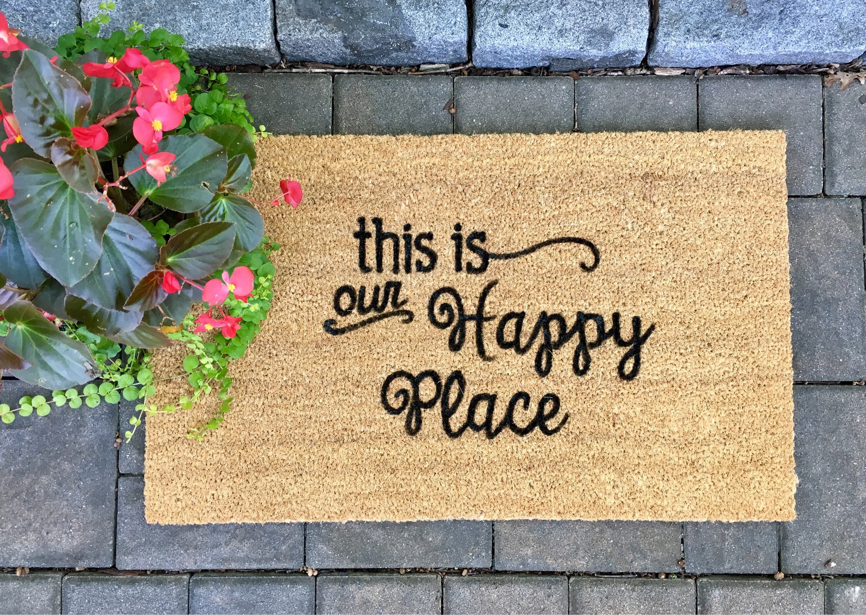this is our happy place door mat Custom Door Mat Painted