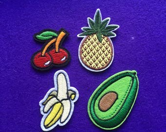 Set of 4 fruit patches / fruit salad patches / iron on patches / sew on patches
