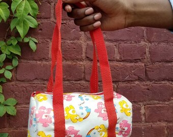 Vintage 1980s 80s Care bears Mini duffle bag handbag american greetings funshine bear Love a lot