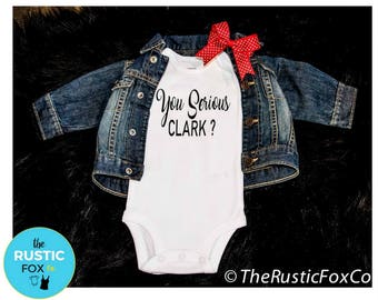 Christmas Bodysuit, Funny Bodysuit, You Serious Clark, Girls Christmas Outfit, Boys Christmas Outfit, Funny Baby, Cute Bodysuit, Custom