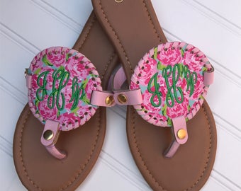 Lilly Pulitzer Monogram Shoes / Monogram Flip Flops / Monogram Bridesmaid Shoes / Spring Break Flip Flops / Honeymoon Flip Flops