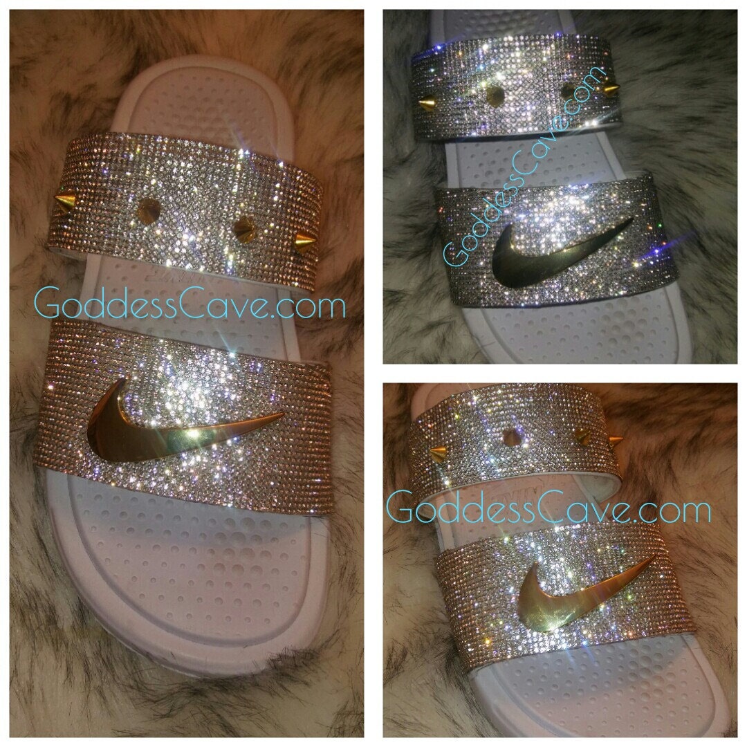 rhinestone nike slides