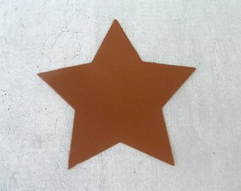 large star 9 cm thin leather, cognac Brown, for creation and customization