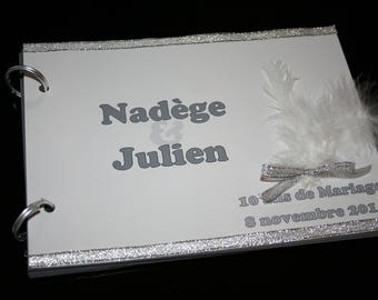 Book with gold silver and white feather 20 pages