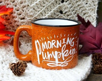 Morning Pumpkin//Campfire Mug//Terra Cotta Orange//15 Ounce Ceramic Mug//Coffee Mug//Fall Mug