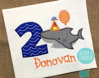 Shark Birthday Shirt / First Birthday Shirt / Shark Applique / 1st Birthday Shirt / Ocean Party / Shark Party / Personalized Birthday Shirt