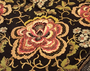 Stunning Hand Embroidered Vintage Piano Shawl