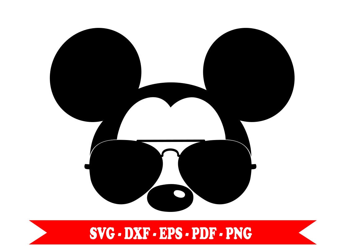 Download Mickey mouse with SVG aviator glasses silhouette clip art in
