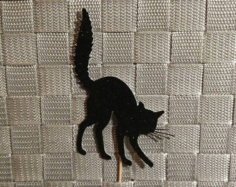 Halloween Cupcake Toppers, Halloween Party Black Cat Cupcake Toppers, Halloween Party Food Toppers