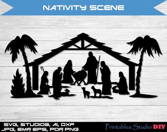 O Holy Night Nativity Scene svg - cuttable Cricut Design Space, Silhouette, Digital Cut Files, Instant Download, dxf studio3 christmas