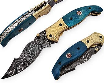 100% handmade Damascus steel with special handle Liner Lock pocket folding knife/pliant Damas /Damaskus Falten 4007