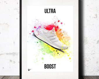Adidas Ultra Boost Sneaker Print Poster Abstract Art Limited Edition Painted Effect A4
